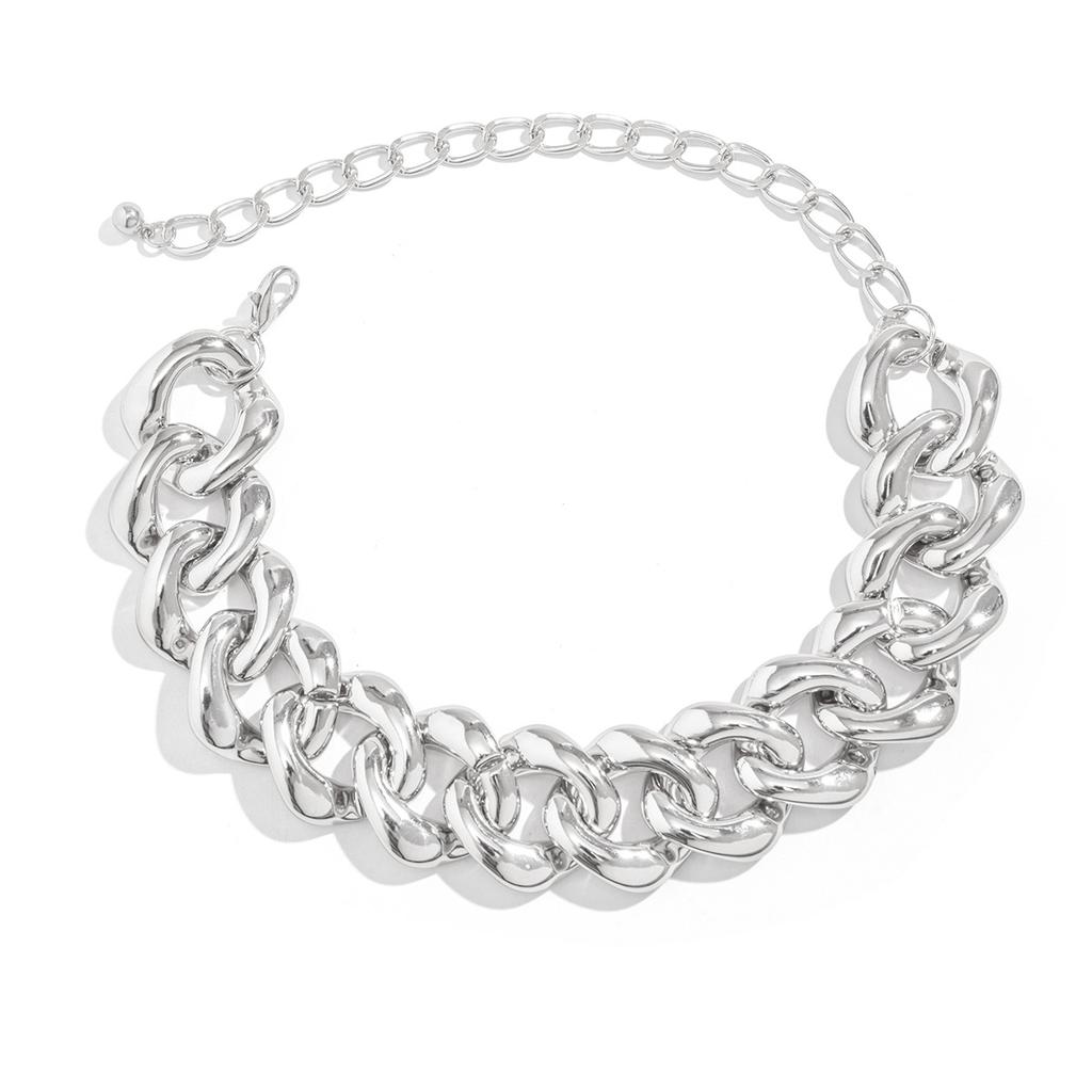 Punk Style Tide Cool Hip-hop Thick Chain Necklace Necklace Exaggerated Geometric Buckle Simple Necklace Jewellery