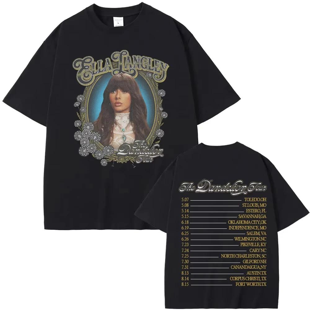 

Ella Langley Black Dandelion Tour2026 Tee Summer Fashion High Quality Soft TEE Harajuku Pure Cotton Casual Grunge Round Neck Tee S