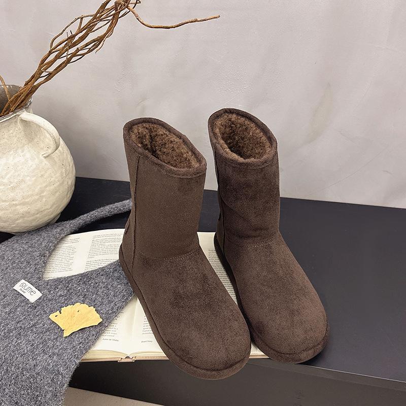 Women's lightweight comfortable thick sole cold warm padded snow boots non-slip wear outdoor sports mid-calf cotton boots