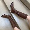 Fashion Eilyken Sexy Pointed Toe High Heels Women Knee-High Boots Spring Autumn Shoes Slim Elastic Fabric  Modern Long Botas Mujer