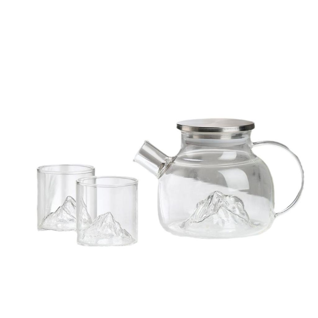 Guanshan Glass Boiling Kettle Heat-Resistant Flower Teapot Cup Transparent Juice Pot Tea Set Cold Kettle