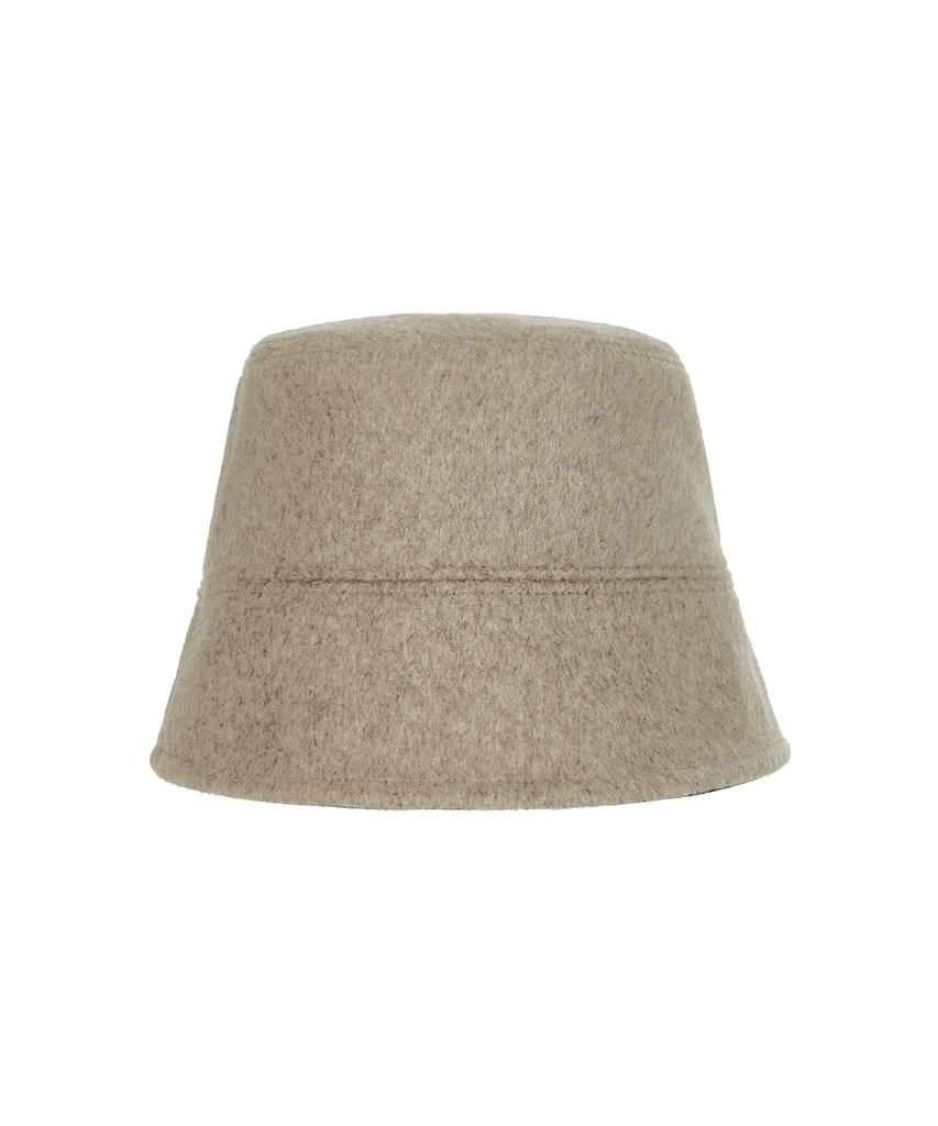 Bajal Studded Drop Oversized Wool Bucket Hat Brown