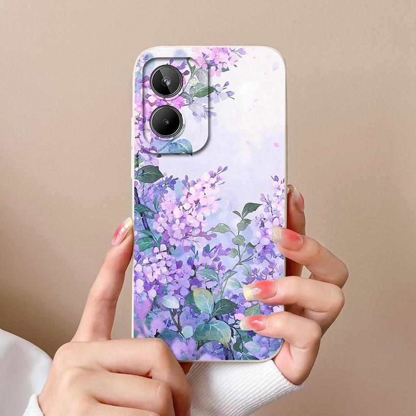 

Для Oppo Realme 10 12 12X 11 11X C12 C15 C21 C21Y C31 Чехол для телефона Модный изящный узор с цветами Высококачественный противоскользящий чехол Для Oppo Силиконовый чехол Realme 11 Pro