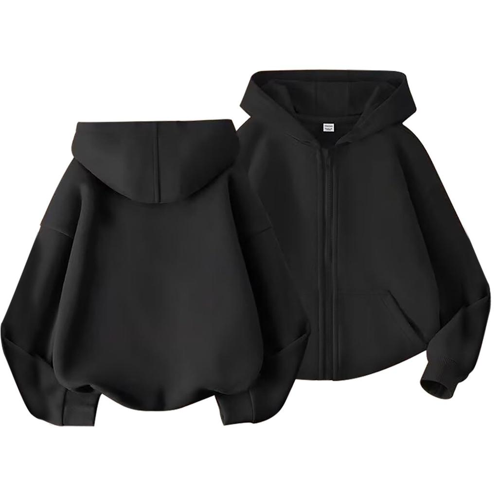 Kindermode Einfarbig Langarm Freizeitjacke Reißverschluss Kapuzenpullover Sweatshirt Jacke