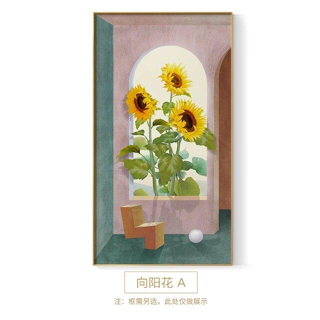 Flowers Canvas Painting Rose Sunflowers Poster Print Nordic Wall Freshing Picture for Living Room Dining Room Modern Home Decor