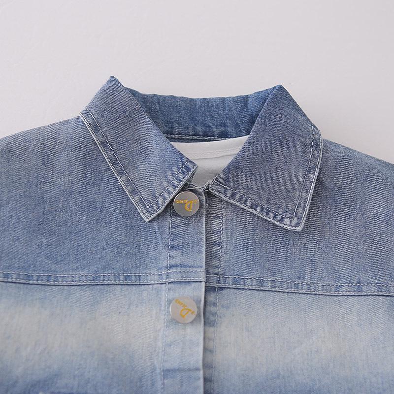 Boys' Korean Style Three-Piece Summer Set: Denim Vest, Stylish Double Pocket, Cool Street Fashion Short Sleeve.