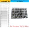 304 Stainless Steel 710 Piece Screw Bolt Nut and Washer Collection Round Head Screws for Workshop Organization
