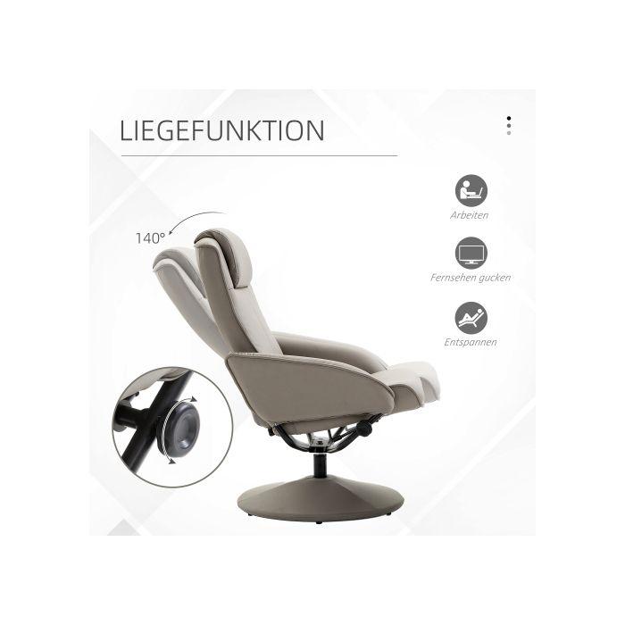 Fauteuil de loisirs - MUVOE - Pivotant 360° - Gris - Repose-pieds inclus - Confort ergonomique