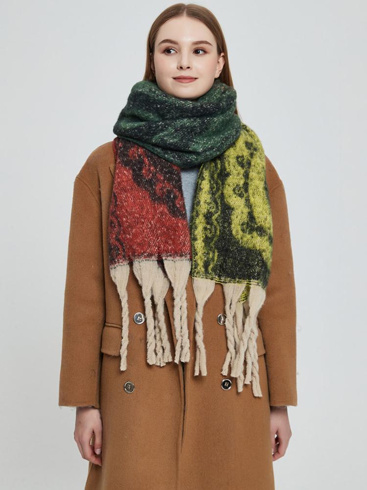New Imitation Cashmere Winter Women Scarf Vintage Print Tassel Pashmina Mujer Femme Foulard Bufanda Long Thick Wrap Shawl
