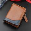Vintage Herren Geldbörse Visitenkarten Münzbörse PU Leder Münzfach Kartenhalter Tragbar Reißverschluss Clutch Karten Geldbörse Kurz Lar