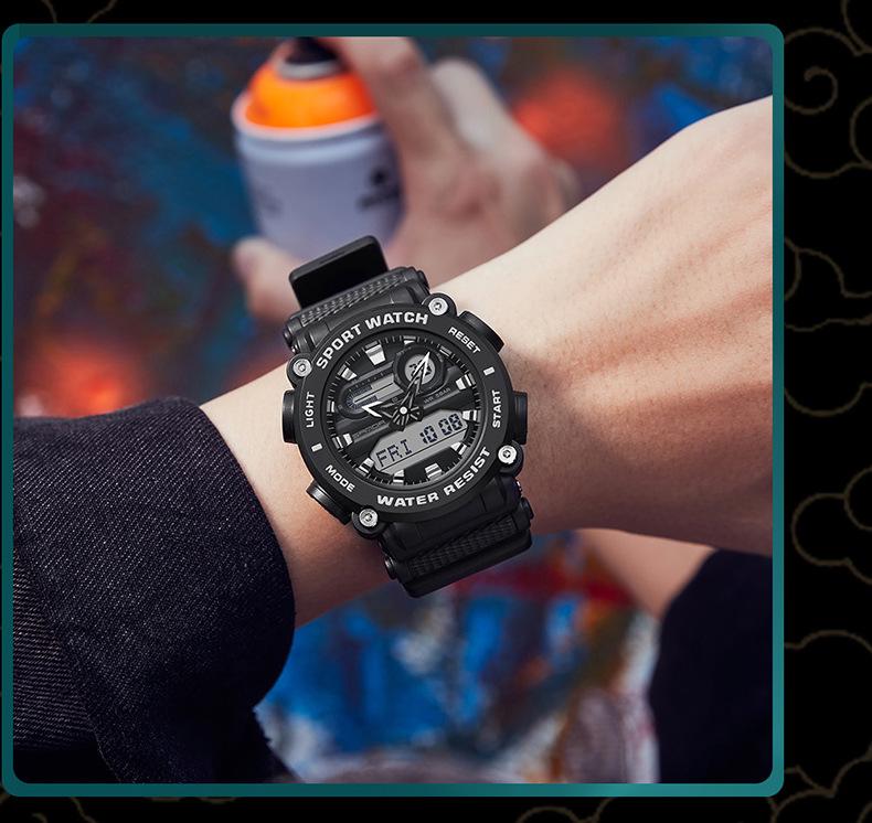 Sanda Dual Display Student Sports Watch - Multi-functional Chinese Style with Calendar