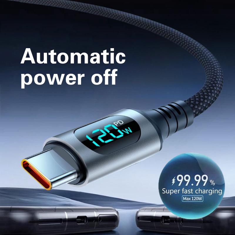 120W Usb Type C Cable For Honor Samsung Super Charge Fast Charging Usb C Charger Data Cable Wire Cord 1M 2M