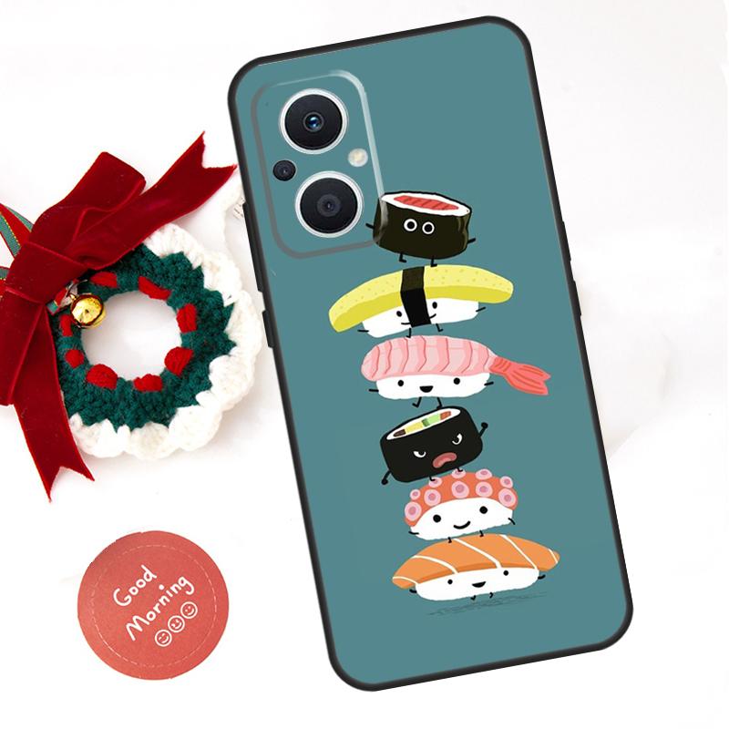 Sushi Food Funda For OPPO Reno 14 F 13F 12F 11F 10 11 12 13 Pro 7 8 Lite OPPO Find X5 X6 X8 X9 Pro Case