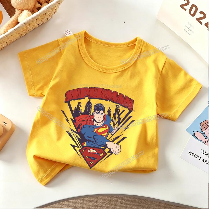 Anime Super Man Summer T Shirt Supermans Short Sleeve Tee Cartoon Print Boy Girl Clothes O Neck Casual Children Cotton Tops