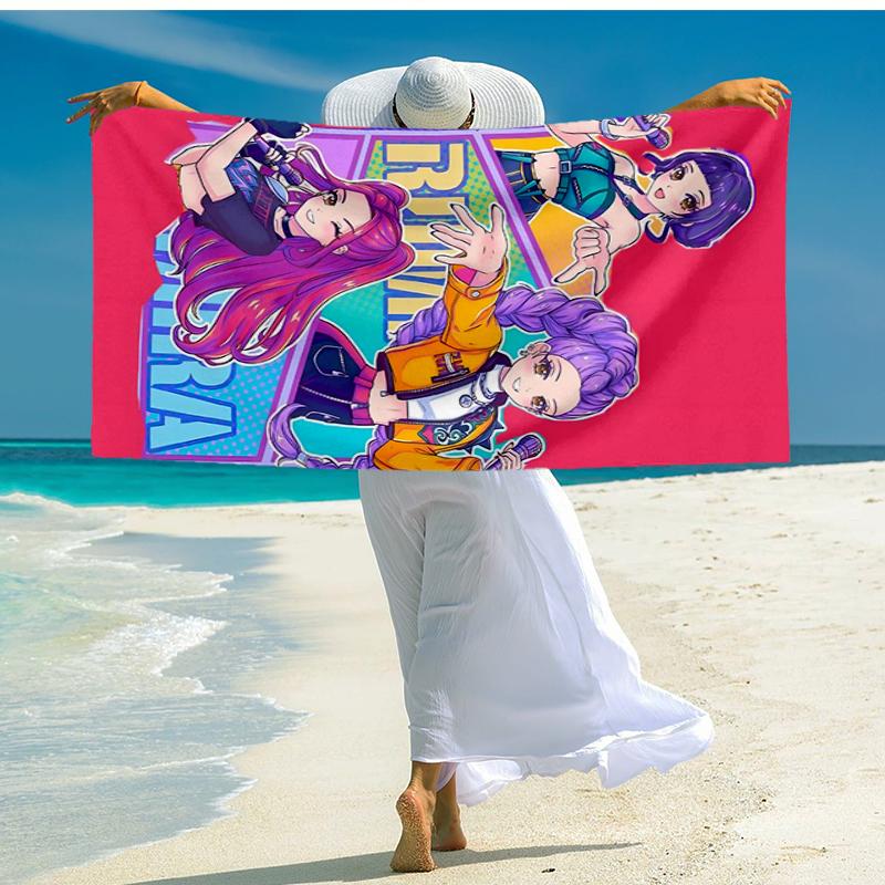 Kpop Cartoon Beach Towel, Super Soft Microfiber, Gift for Her/Him, Birthday, for Pool, Beach, Travel, Home Decor Fan Gifts