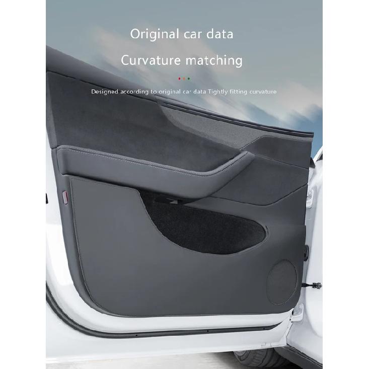 For Tesla Model Y Juniper Door Anti Kick Pads Napa Leather Front and Rear Door Protection Soil-proof Mat Dust and Scratch Pad