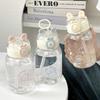 Sticla de apă de iepure Kawaii de 500 ml, drăguț portabil, ceașcă de băut în formă de ureche cu paie și capac Vase de vară pentru camping în aer liber