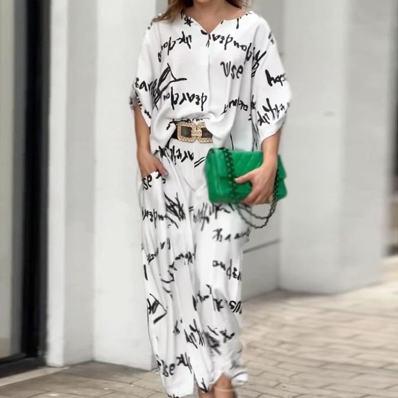 2 Pieces Women Stes Solid Color Temperament Loose Pocket top+wide Leg Pant Fashion Leisure Suit women's Clothing GHH8777