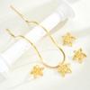 17KM 4 Piece Flower Earrings Ring Necklace Set Fashion Jewelry Women Trendy Shiny Daily Party Accessory Gift For Her