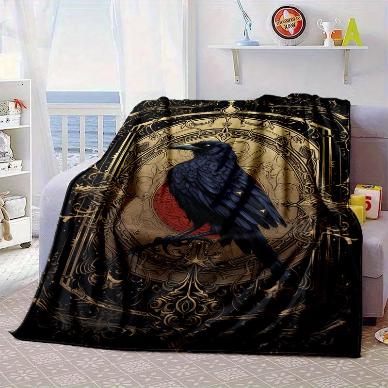 Eerie Raven Skull Artwork Blanket Flannel Blanket Throw Blanket Sofa Cover Blanket Soft Premium Blanket Picnic Blanket Tv Blanket Gifts