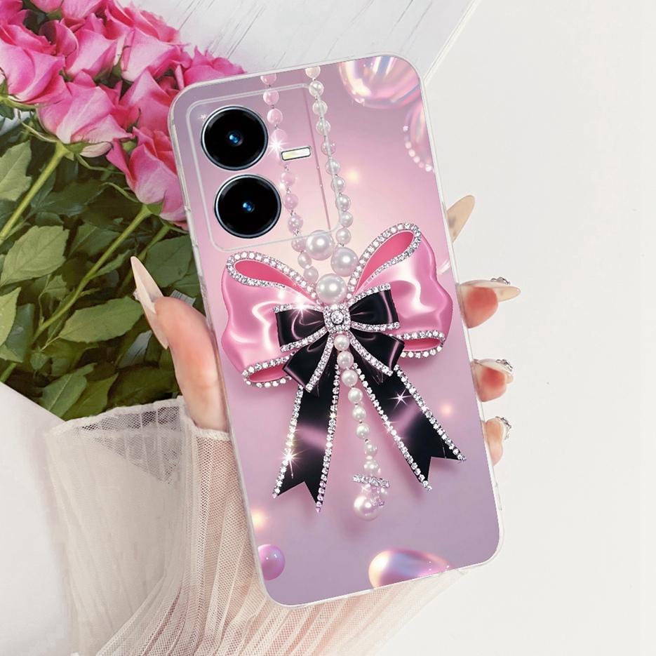 For Vivo Y22 Case V2207 Stylish Butterfly Tree Painted Cover Clear Silicone Shell For Vivo Y22s V2206 Y 22 VivoY22 s Soft Fundas