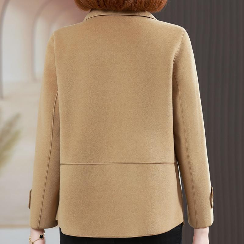 Middle Age Women's Wool & Blends Coats Plus Size Autumn Elegant Loose Outerwears Lady Jackets