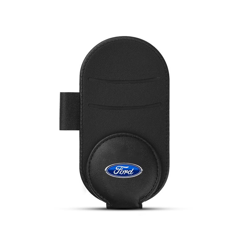 Car Leather Glasses Clip Sun Visor Multi-function Sunglasses Clip Car Accessories For Ford Fiesta MK7 Mondeo MK4 ST Focus MK1 MK2 MK3 Focus 2 3 4