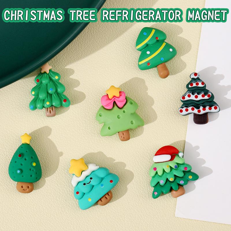 Christmas Tree Refrigerator Stickers Christmas Refrigerator Atmosphere Decoration Cute Resin Magnetic Refrigerator Stickers