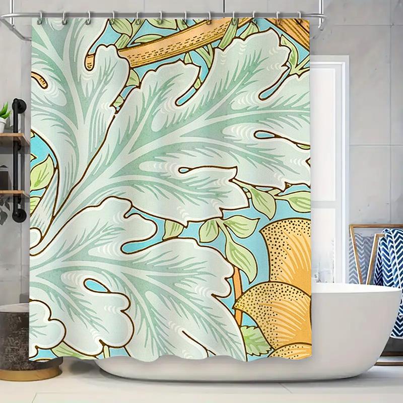 

Elegant Vintage Style Floral Shower Curtain Waterproof Bath Decoration Green Leaves Yellow Sunflower Pattern Home Bathroom Acces W60H190(CM)-1 Pcs