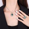 Jewelry Copper Bottom Gold Plated Jewelry Set Simulation Color Treasure Fat Square Color Diamond Set Female Main Stone 10 * 12