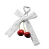 Stylish Love Cherrys Pendant Bowknot Keychain Accessory Stylish Key Holder for Women Sturdy Alloy Car Key Pendant