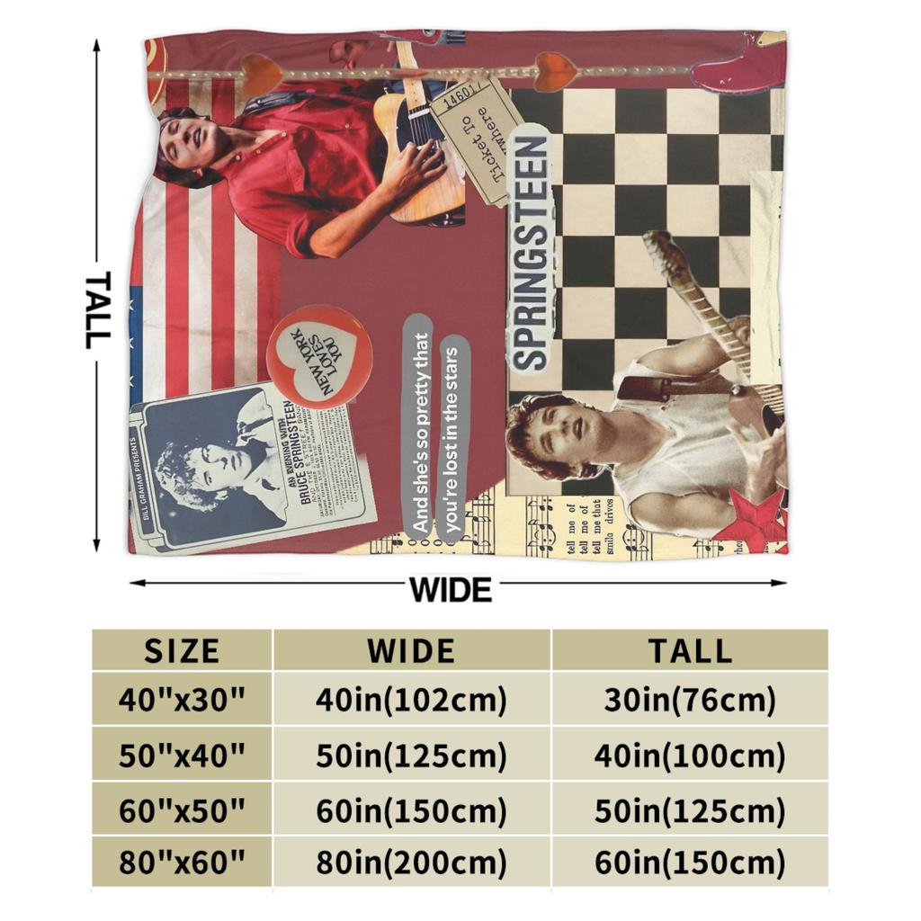 Bruceed Springsteened Concert Tour Flannel Blanket  for Home Decor Airplane Travel Fashion Bedspread Sofa Bed Cover
