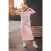 Autumn and Winter New Loose Large Knitted Hooded Long Dress with Velvet Hoodie, Casual Fashion Dress, Splicing Warm Skirt