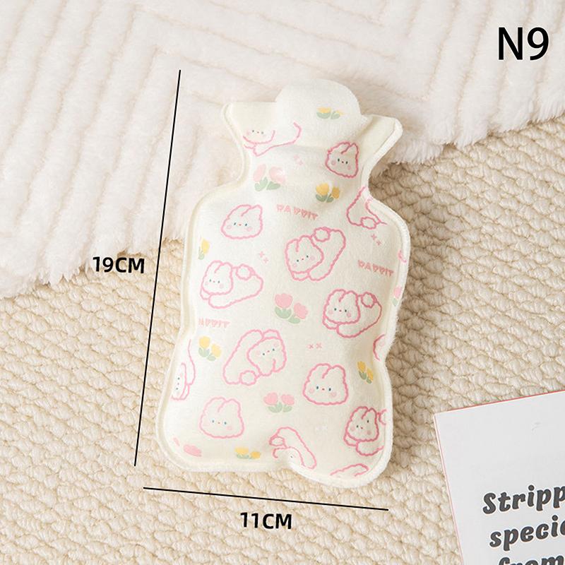 Cartoon Plush Hot Water Bottle Portable Cute Winter Warm Belly Mini Warm Water Bottle Cartoon Flannel Cover