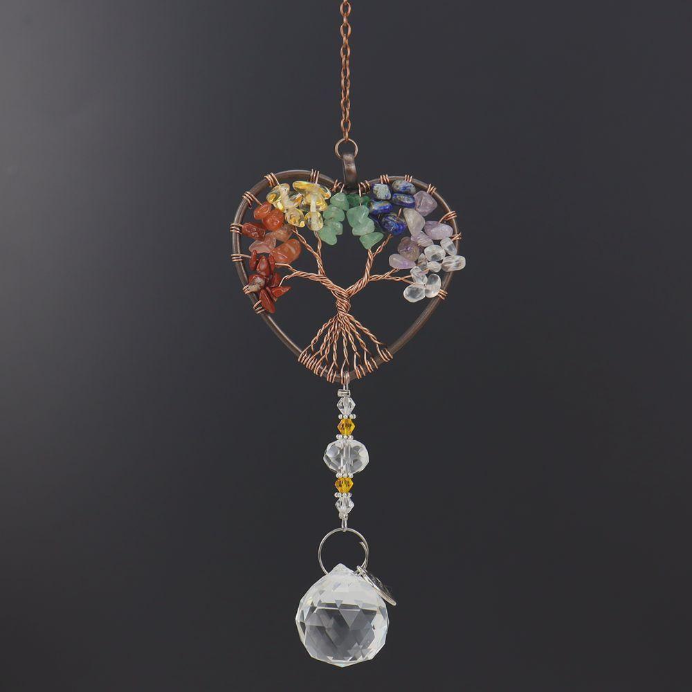 Amethyst Heart Chakra Crystal Tree With Sun Catcher For Christmas Home Decor Gifts