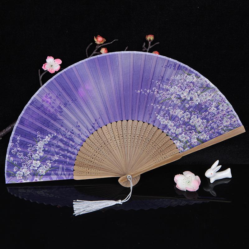 Chiński styl Retro Składany wachlarz Lato Wachlarz ręczny dla kobiet Wachlarz na imprezę do tańca Starożytny gruby, ale luźno tkany jedwab abanicos para boda