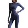 Autumn Long Sleeve Zipper Bodycon Butt-Lifting Bodysuit Yoga & Running Pants for Women - Black