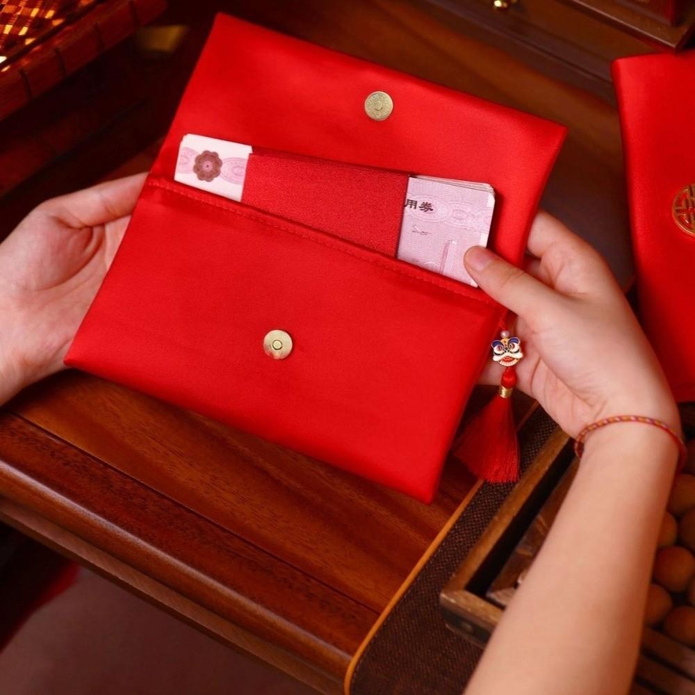 Chinese Style New Year Red Envelope Traditional with Tassel Wedding Money Pocket Bless Words HongBao Red Packet Spring Festival
