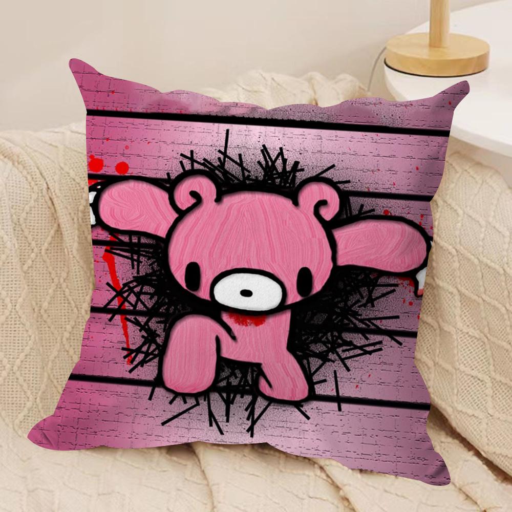 Cartoon G-GloomyS Bear Cushion Cover Soft Plush Fabric Double-Sided Printed Sofa Cushion Cover for All Seasons Home Decor Gift