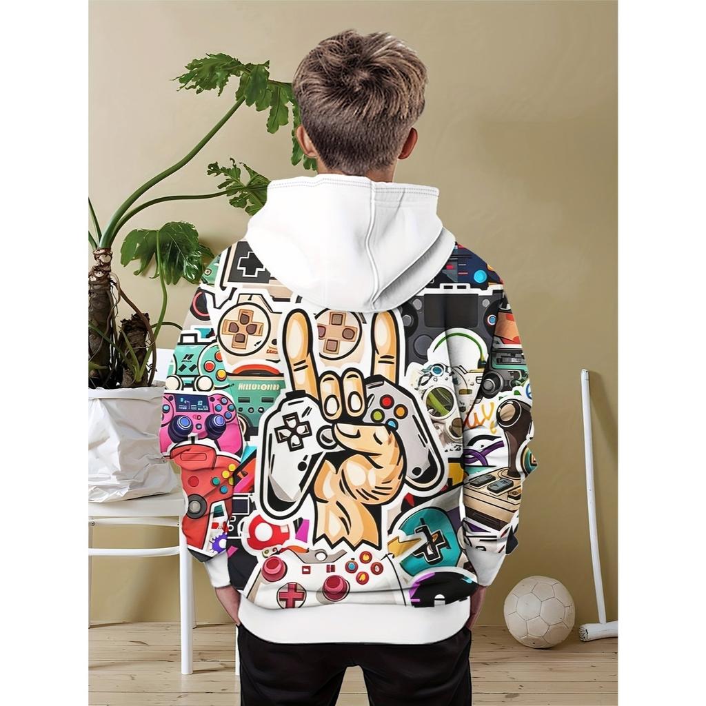 Cool game controller pattern 3D printed fashionable youth sports shirt for boys and teenagers