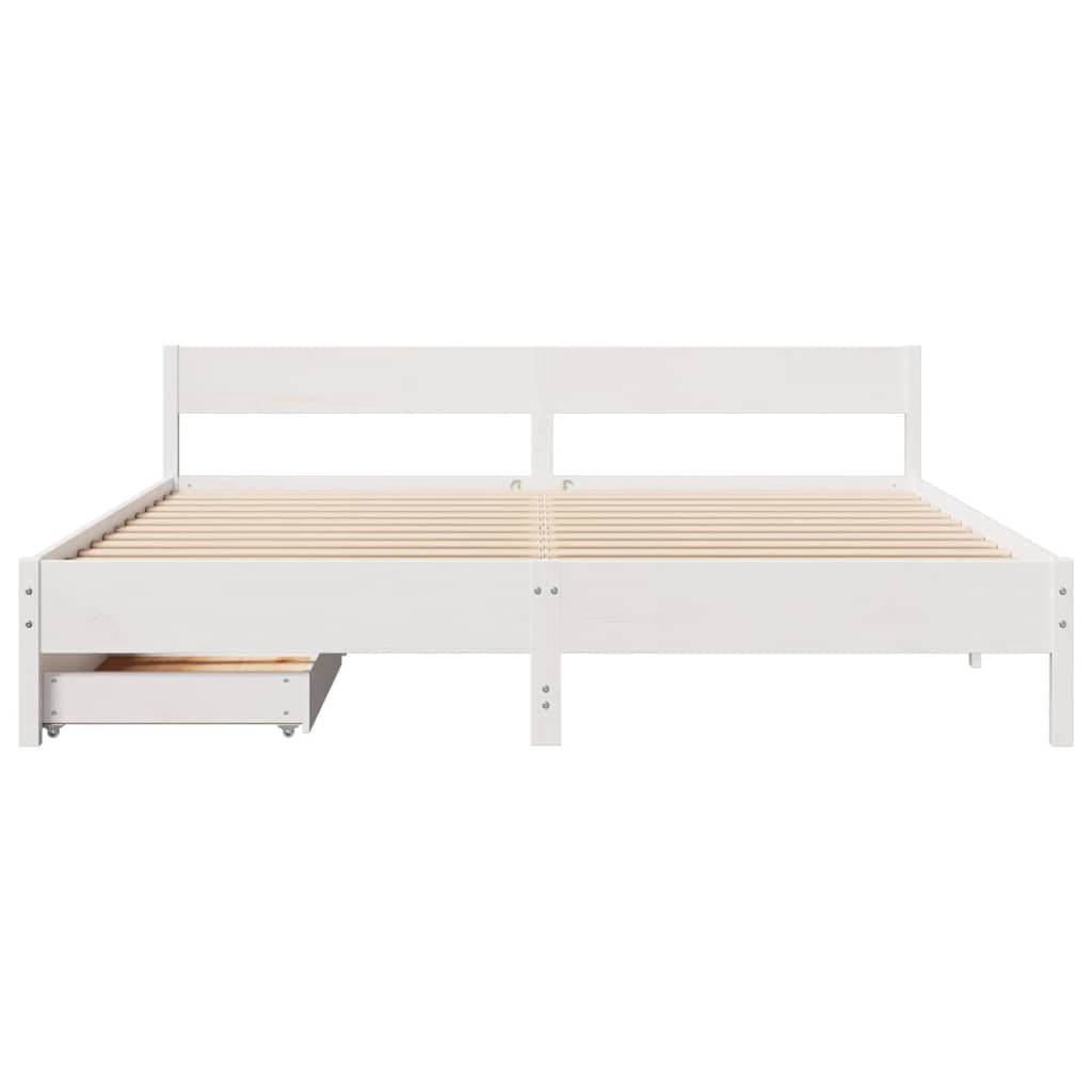 Vidaxl Bed Frame Without Mattress, White, 180X200 Cm, Solid Pine Wood