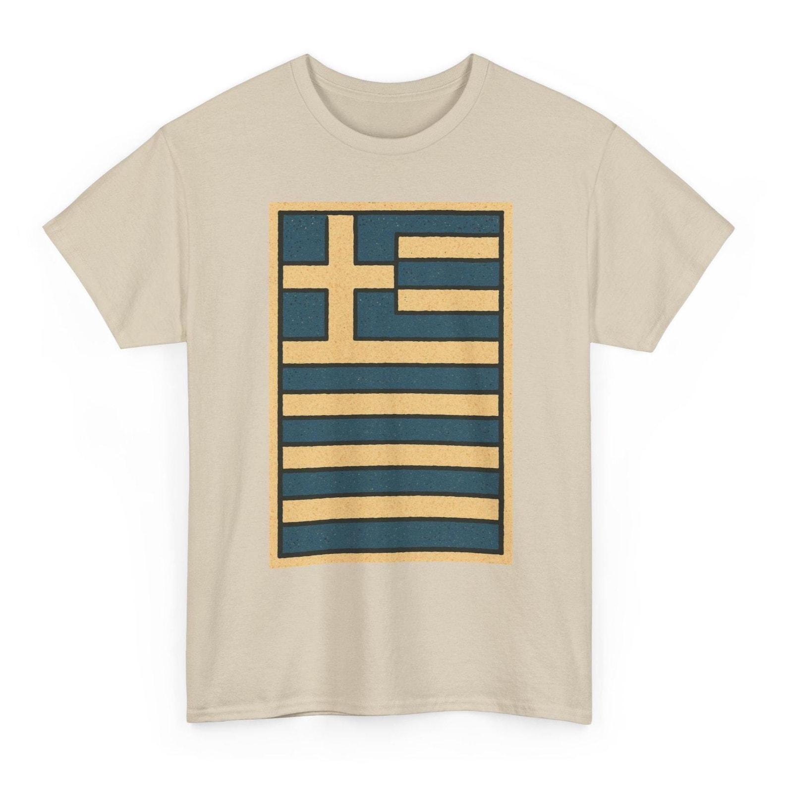 Greece Flag T-Shirt | Retro Greek Pride Tee | Mediterranean Heritage Shirt L