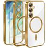 Case for Samsung Galaxy S21 FE, Electro MagSafe, Gold + Glass Screen Protector