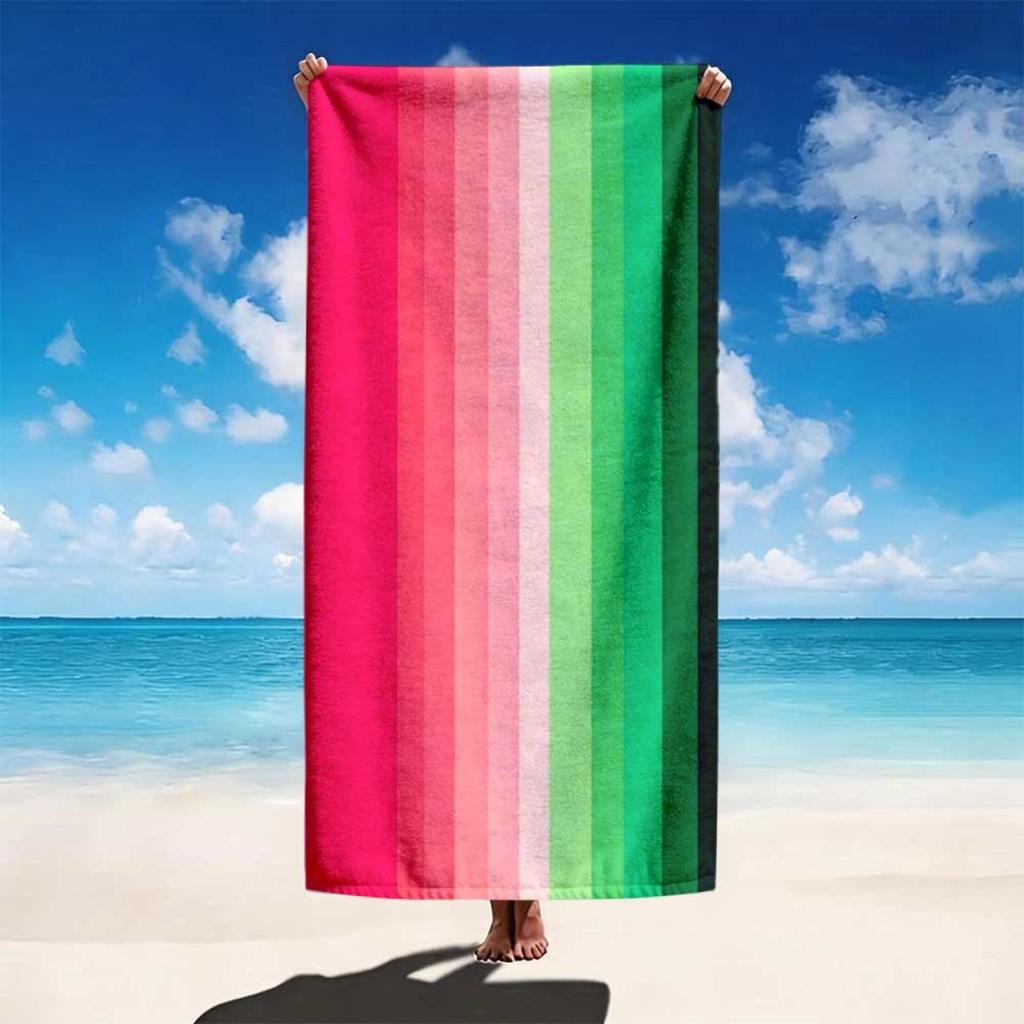 Colorful Stripe Beach Towel Unisex Absorbent Polyester For Beach Pool Camping Birthday Gift Summer Essential