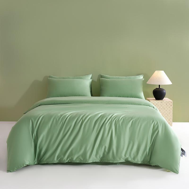 Solid Color 60S Pure Cotton Reactive Print 4-Piece Long-Staple Cotton Bedding Set with Small Black Label