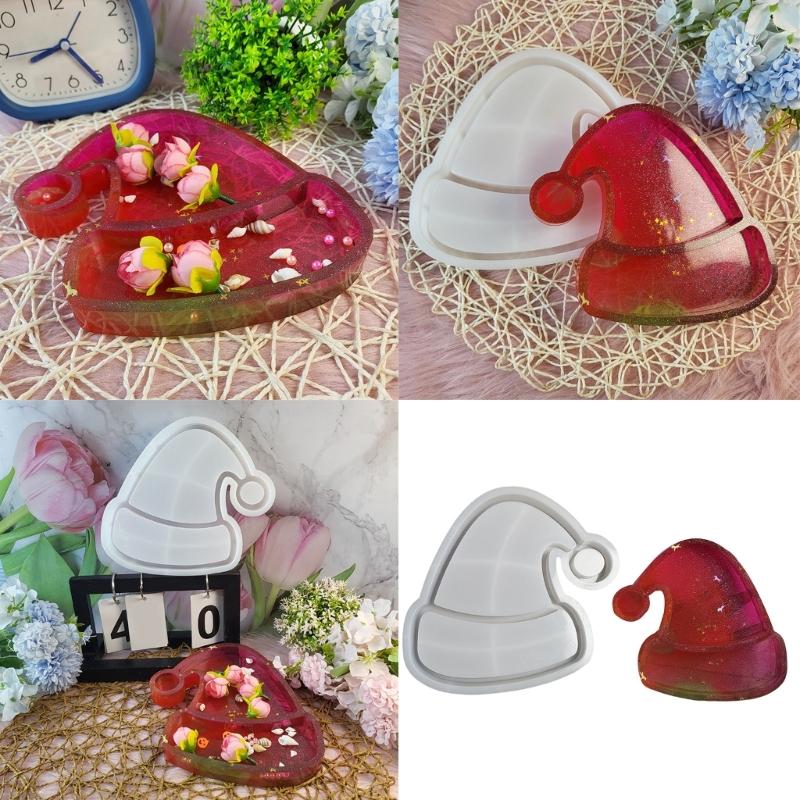 Silicone Molds Resin Trays Moulds Christmas Hat Shape Silicone Plates Moulds Silicone Texture Crafting Moulds for Craft