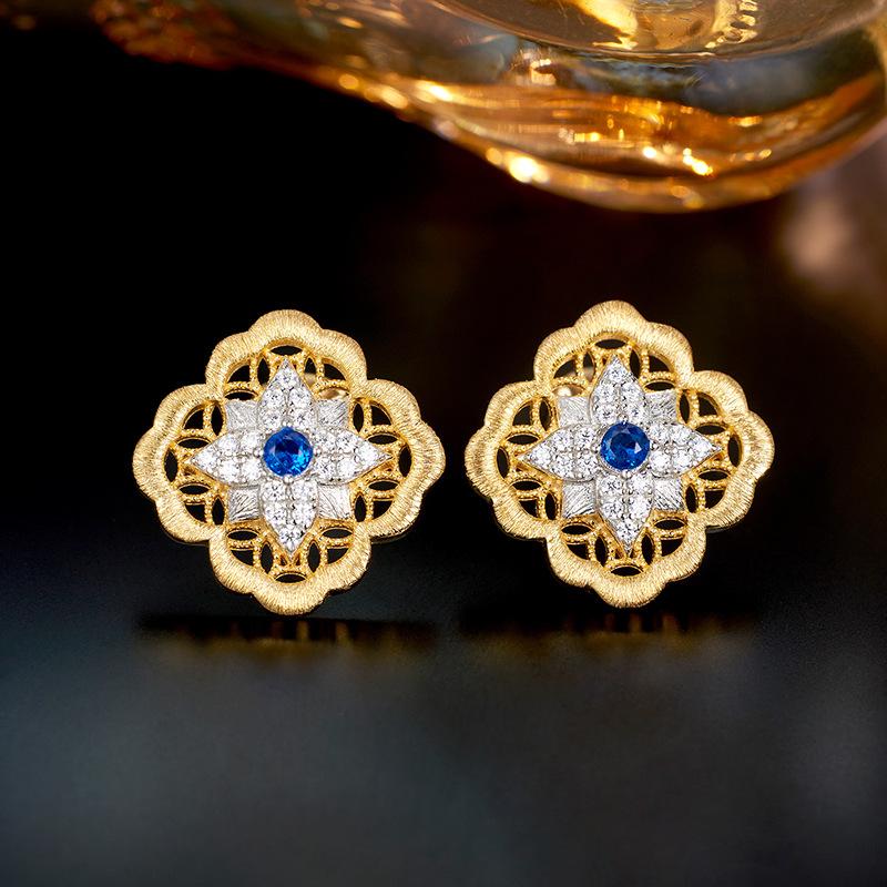 

Italian Buchi antique brushed craft stud earrings women s s925 sterling silver stud earrings light luxury niche earrings 925 silver золотой