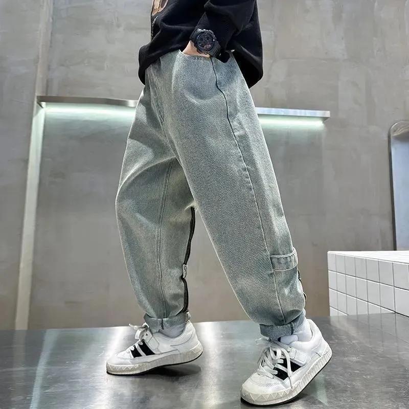 

Boys Spring/Fall Denim Pants: Stylish Casual Design, Korean-Style Long Trousers 170