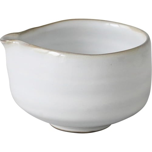 World Create Handmade Katakuchi Matcha Bowl, Milky, Size: Approx. W12.5 D11 H7.5 16321