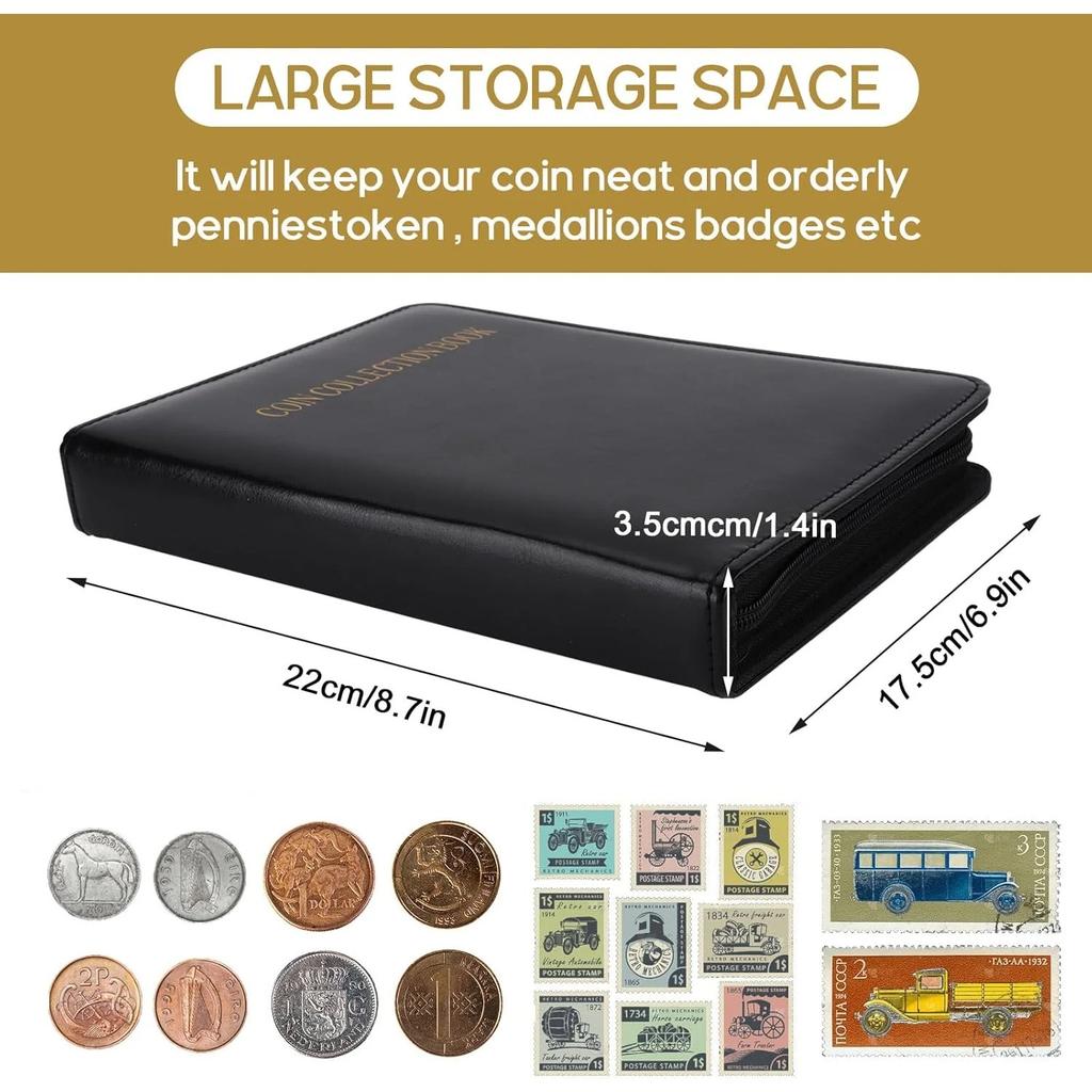 360 Vakjes Munt Albums,Munt Houder Munt Verzameling Boek voor Munt Diameter Kleiner Dan 1.37",Postzegel Verzameling Boek Grid Munt Boek met